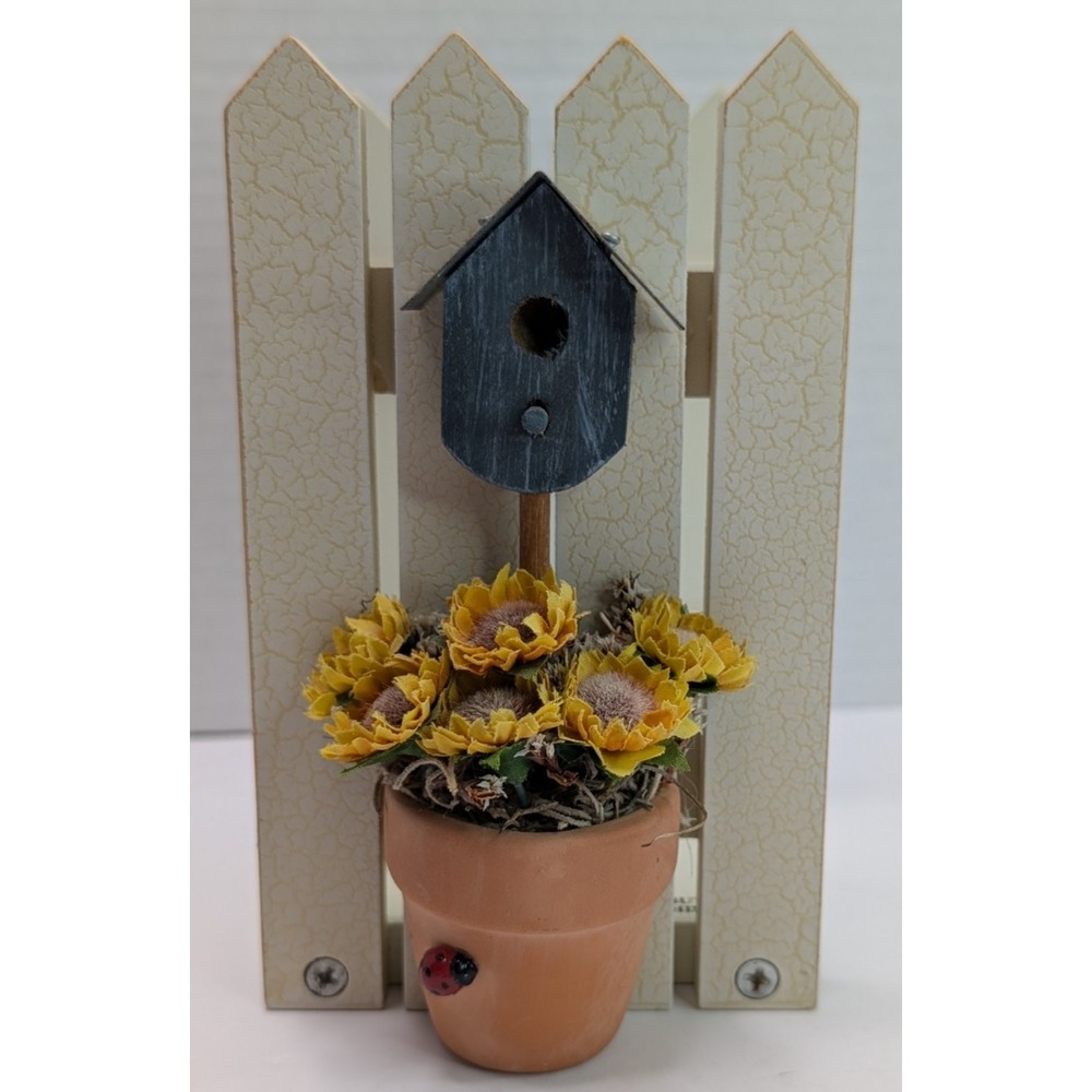 Vtg 1999 ABC Sunflower Napkin Holder Birdhouse Country Farmhouse‎ Decor
